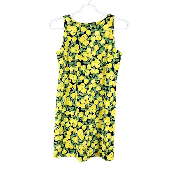 Talbots Women Lp Effortless Jersey Sleeveless Shift Dress Lemon Bunches Slimming - Picture 4 of 14
